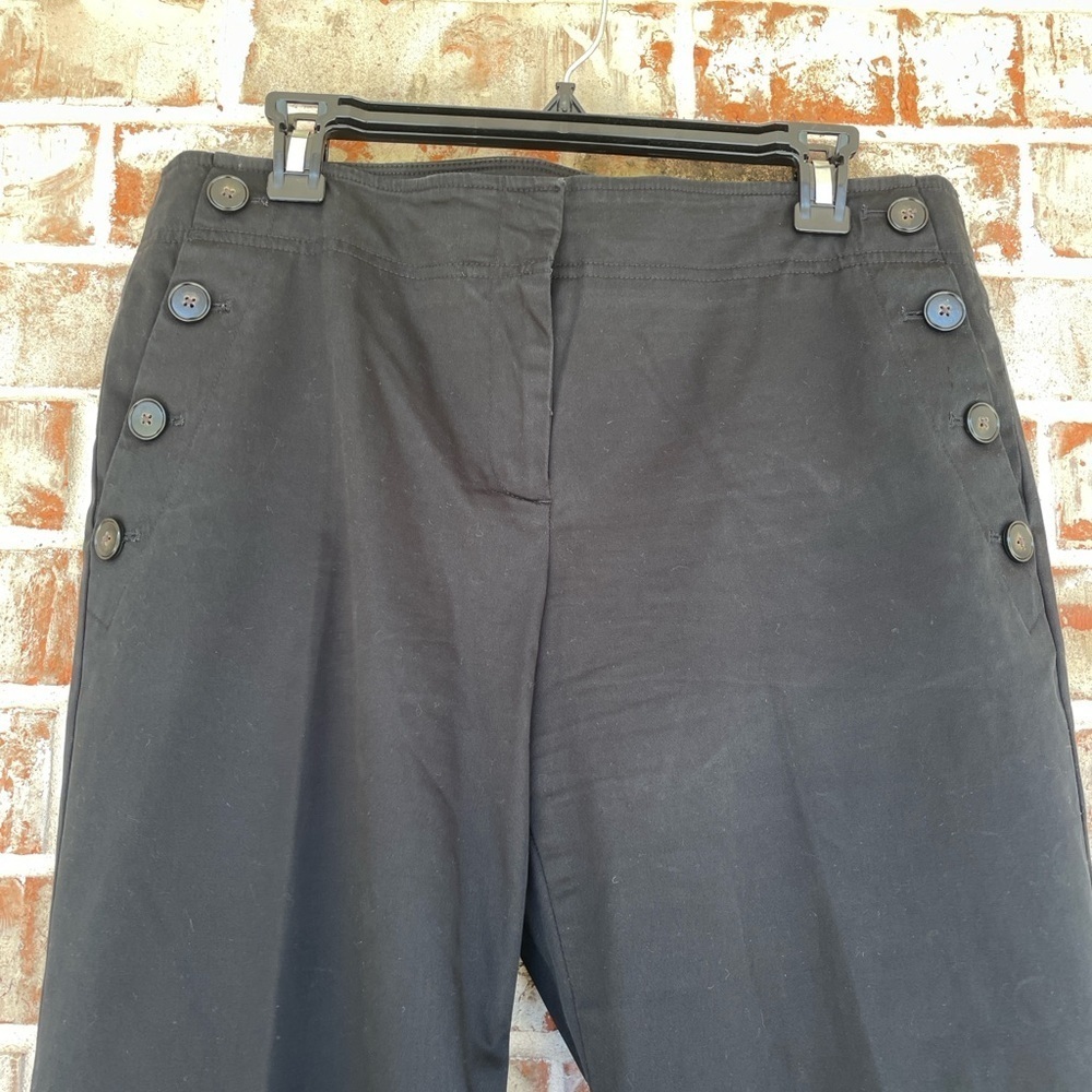 Loft Black High Waisted Nautical Sailor Wide Leg Trouser Pants - Picture 6 of 8